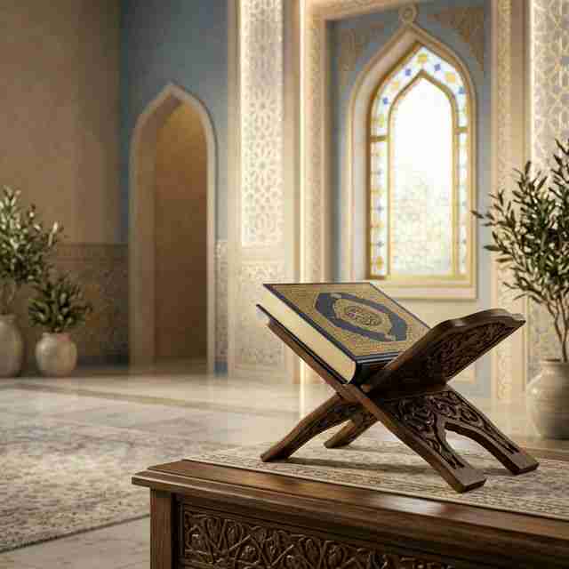 Holy Quran on wooden stand